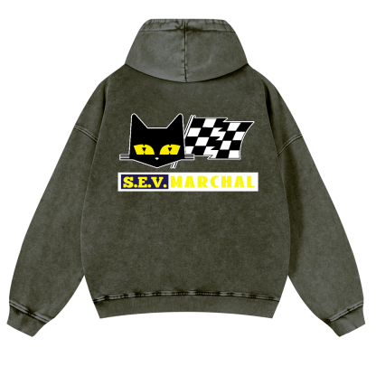 S.E.V Marchal Vintage Washed Cotton Back Art Hoodie