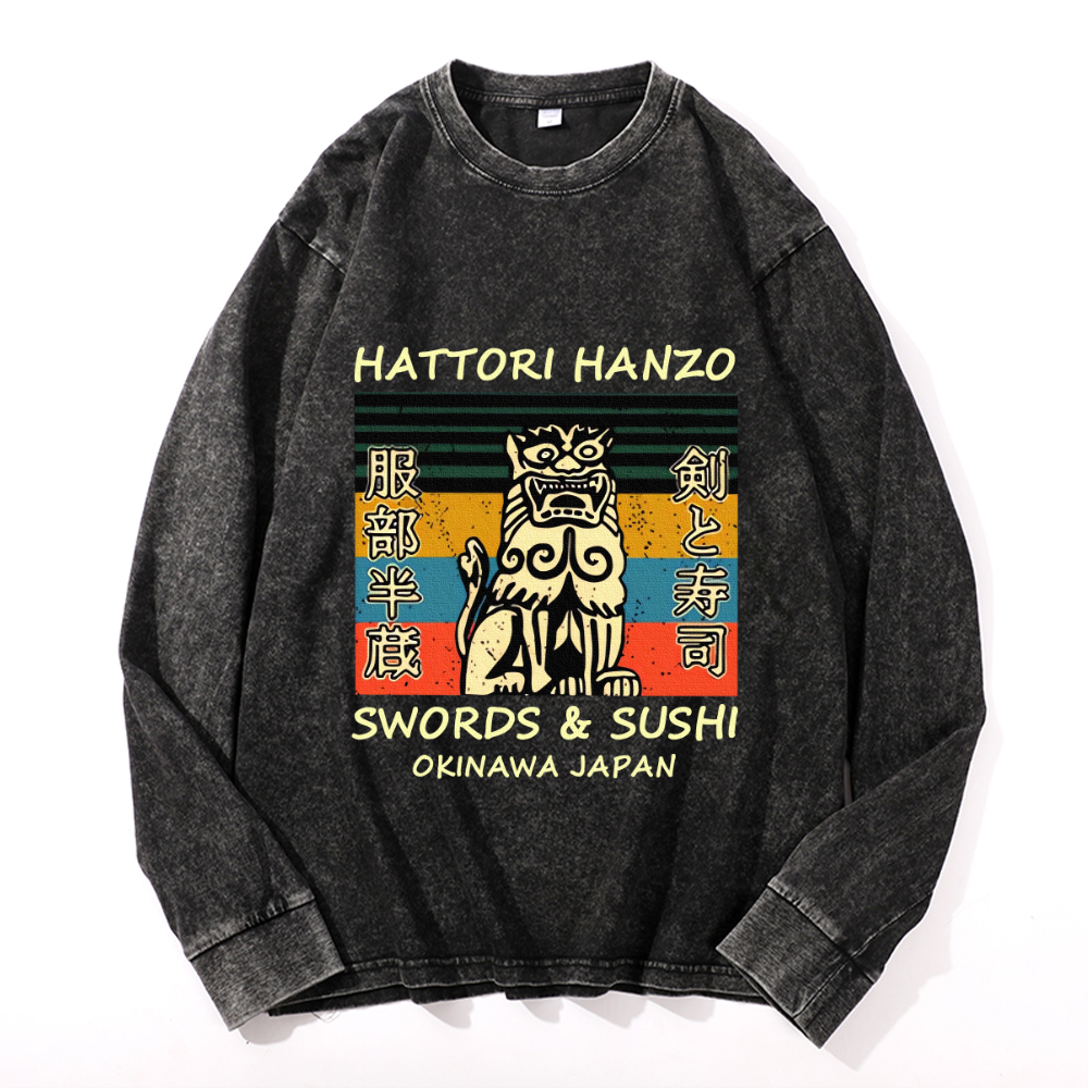 Hattori Hanzo Okinawa Japan Vintage Cotton Wash Crewneck Sweatshirt