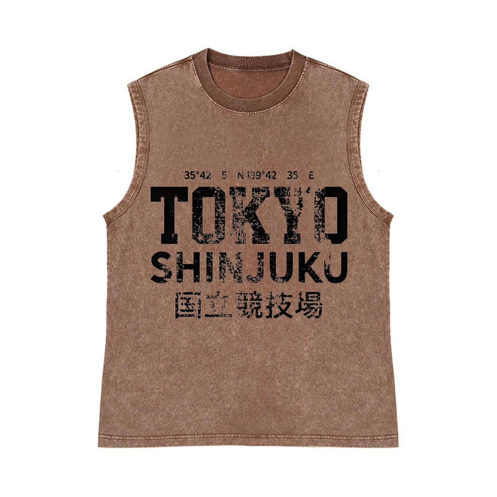 Tokyo Shinjuku Pure Cotton Wash-Dyed Sleeveless Tank Top