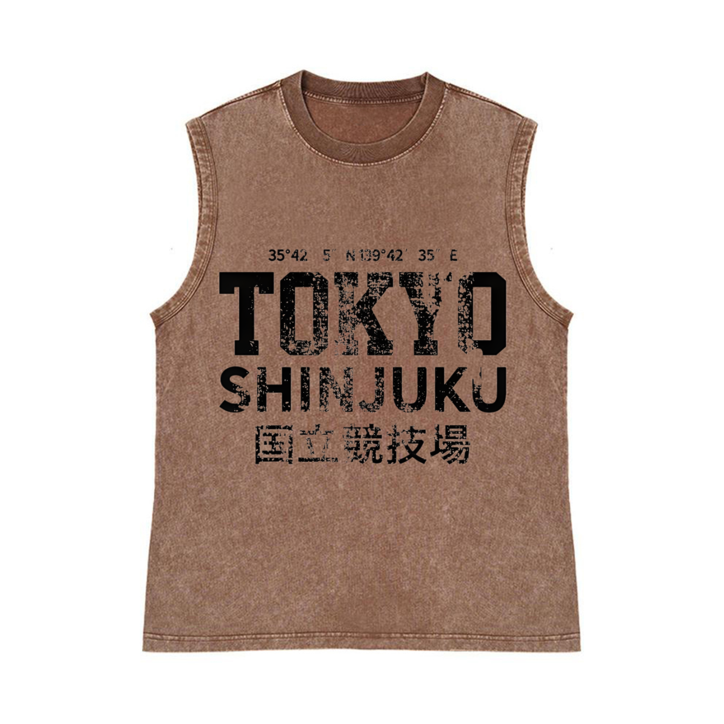 Tokyo Shinjuku Pure Cotton Wash-Dyed Sleeveless Tank Top