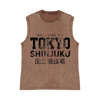 Tokyo Shinjuku Pure Cotton Wash-Dyed Sleeveless Tank Top