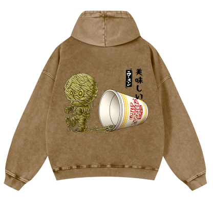 Ramen Mummy Vintage Washed Cotton Back Art Hoodie