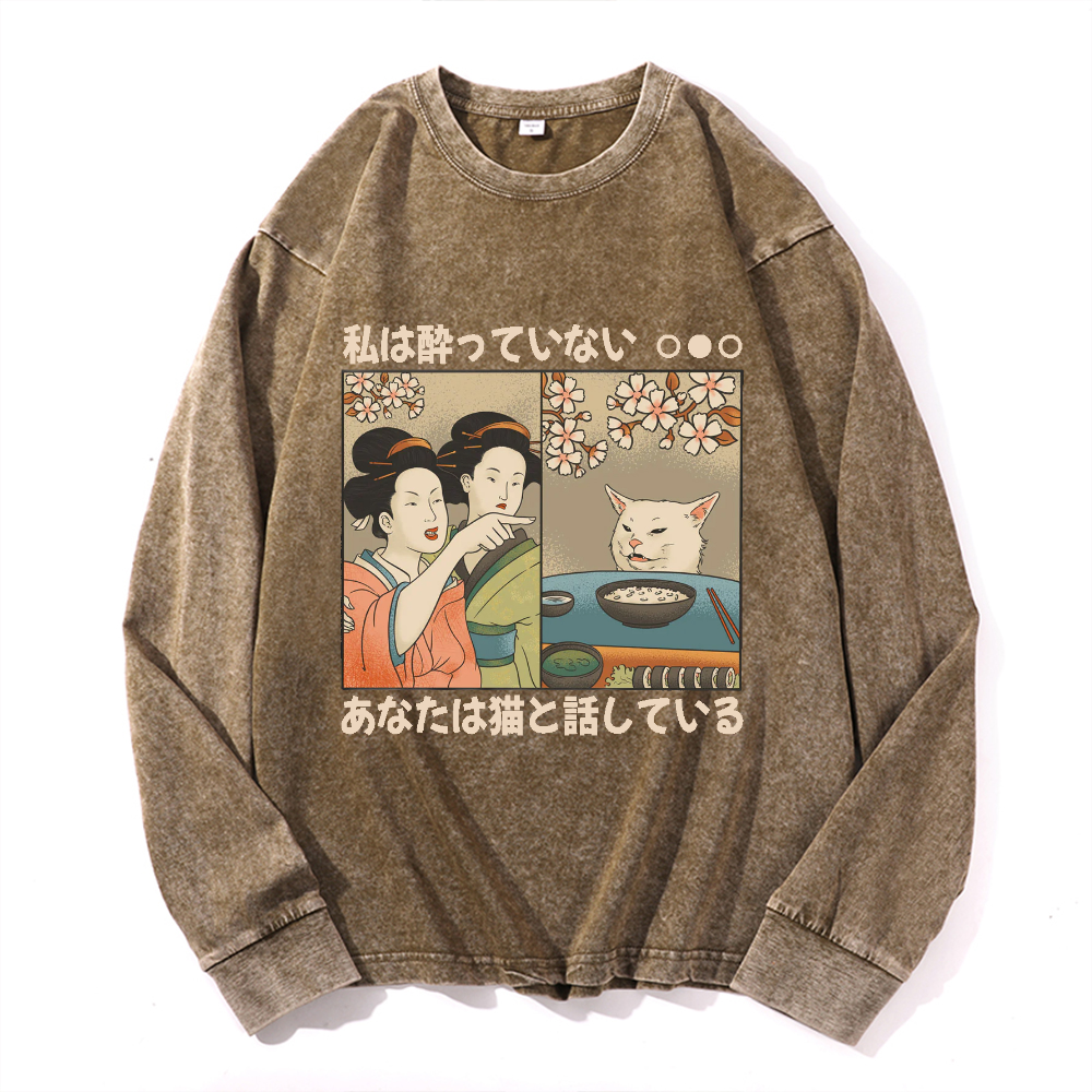Woman Yelling Vintage Cotton Wash Crewneck Sweatshirt