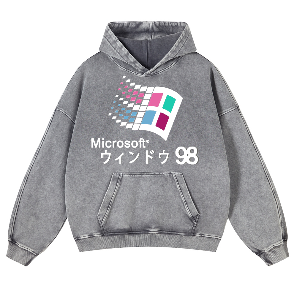Microsoft Windows 98 Vintage Washed Thick Cotton Hoodie