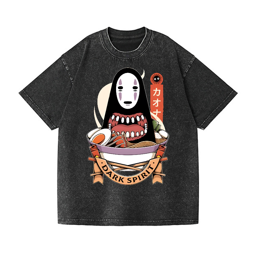 Ramen Ghibli No Face Kaonashi Vintage Wash Japanese Design T-Shirt
