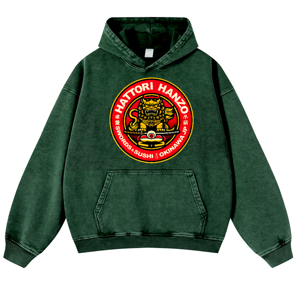 Hattori Hanzo Okinawa Japan Vintage Washed Thick Cotton Hoodie
