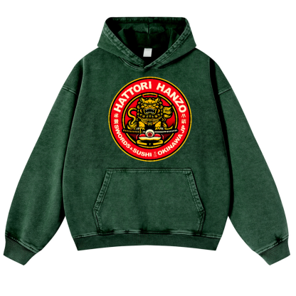 Hattori Hanzo Okinawa Japan Vintage Washed Thick Cotton Hoodie