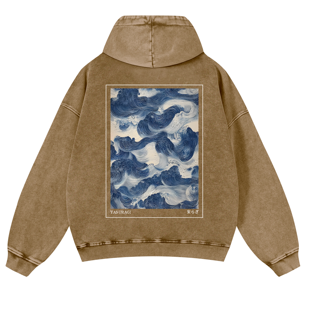 Yasuragi Vintage Washed Cotton Back Art Hoodie
