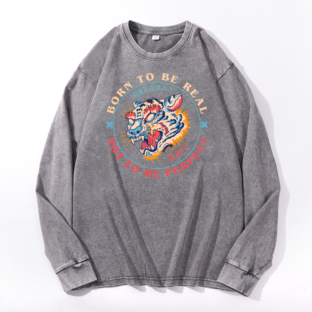 Tiger Vintage Cotton Wash Crewneck Sweatshirt