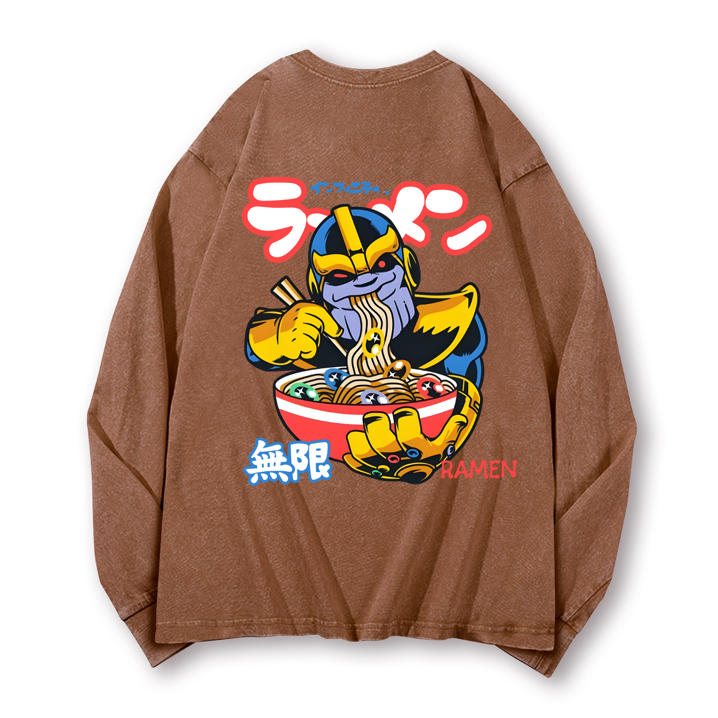Ramen Hero Vintage Washed Cotton Back Art Long-sleeve T-shirt