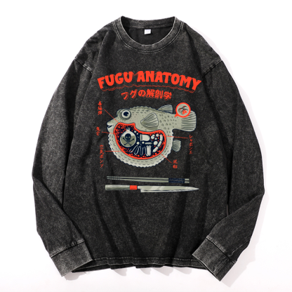 Puffer Fish Vintage Cotton Wash Crewneck Sweatshirt