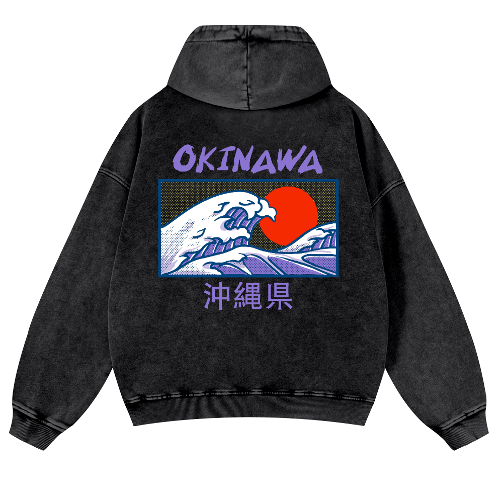 Okinawa Vintage Washed Cotton Back Art Hoodie