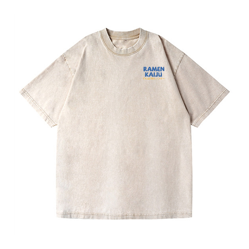 Godzilla Ramen Vintage Wash Japanese Design Back Art T-Shirt