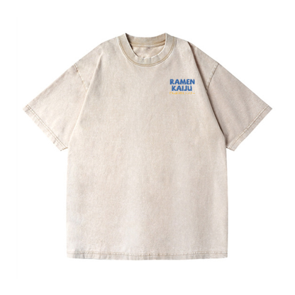 Godzilla Ramen Vintage Wash Japanese Design Back Art T-Shirt