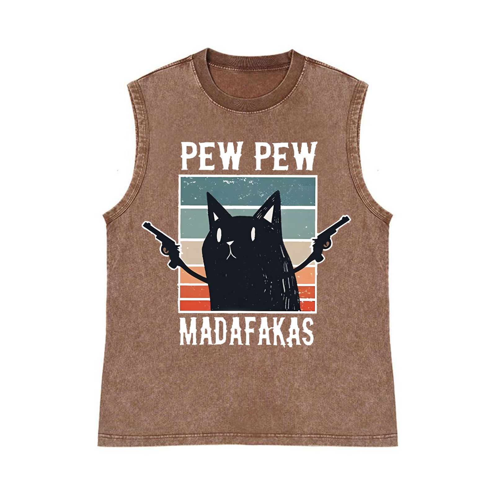 Cat Pure Cotton Wash-Dyed Sleeveless Tank Top