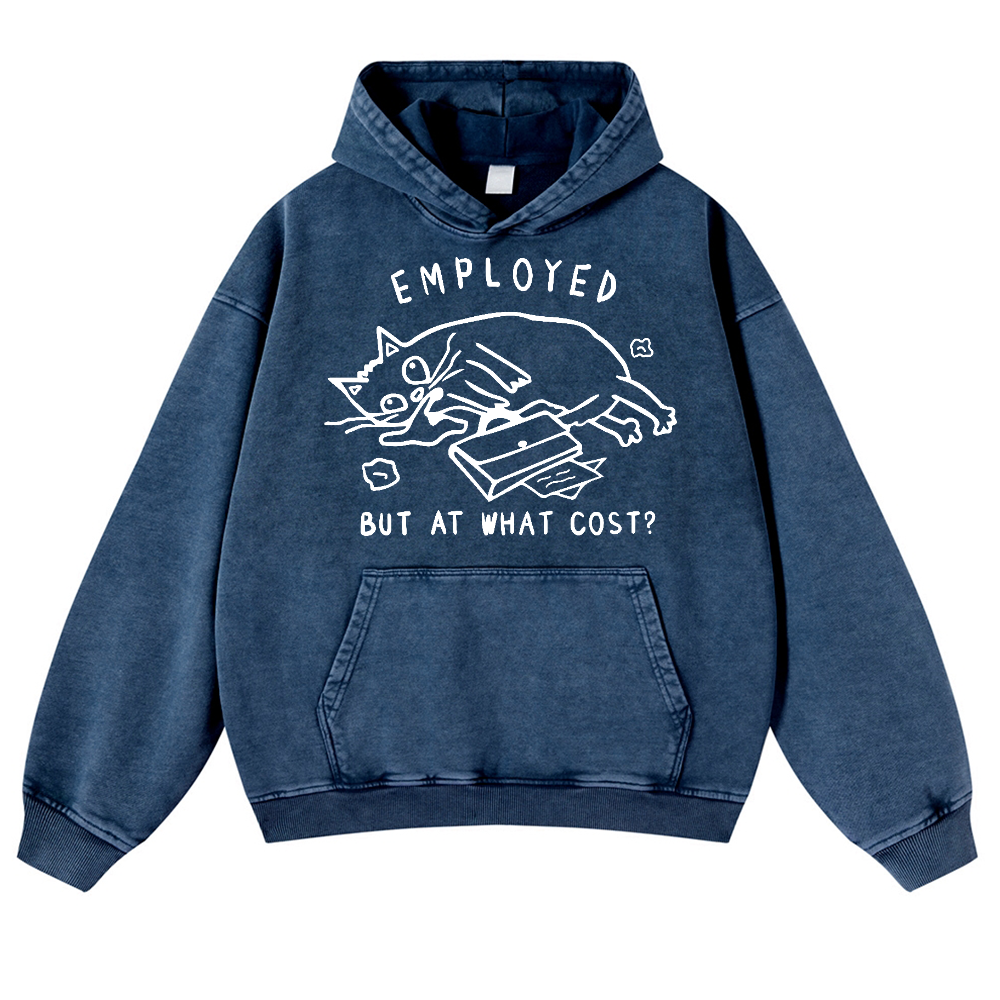 Cat Vintage Washed Thick Cotton Hoodie