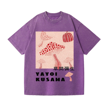 Yayoi Kusama Mushroom Pumpkin Vintage Wash Japanese Design T-Shirt