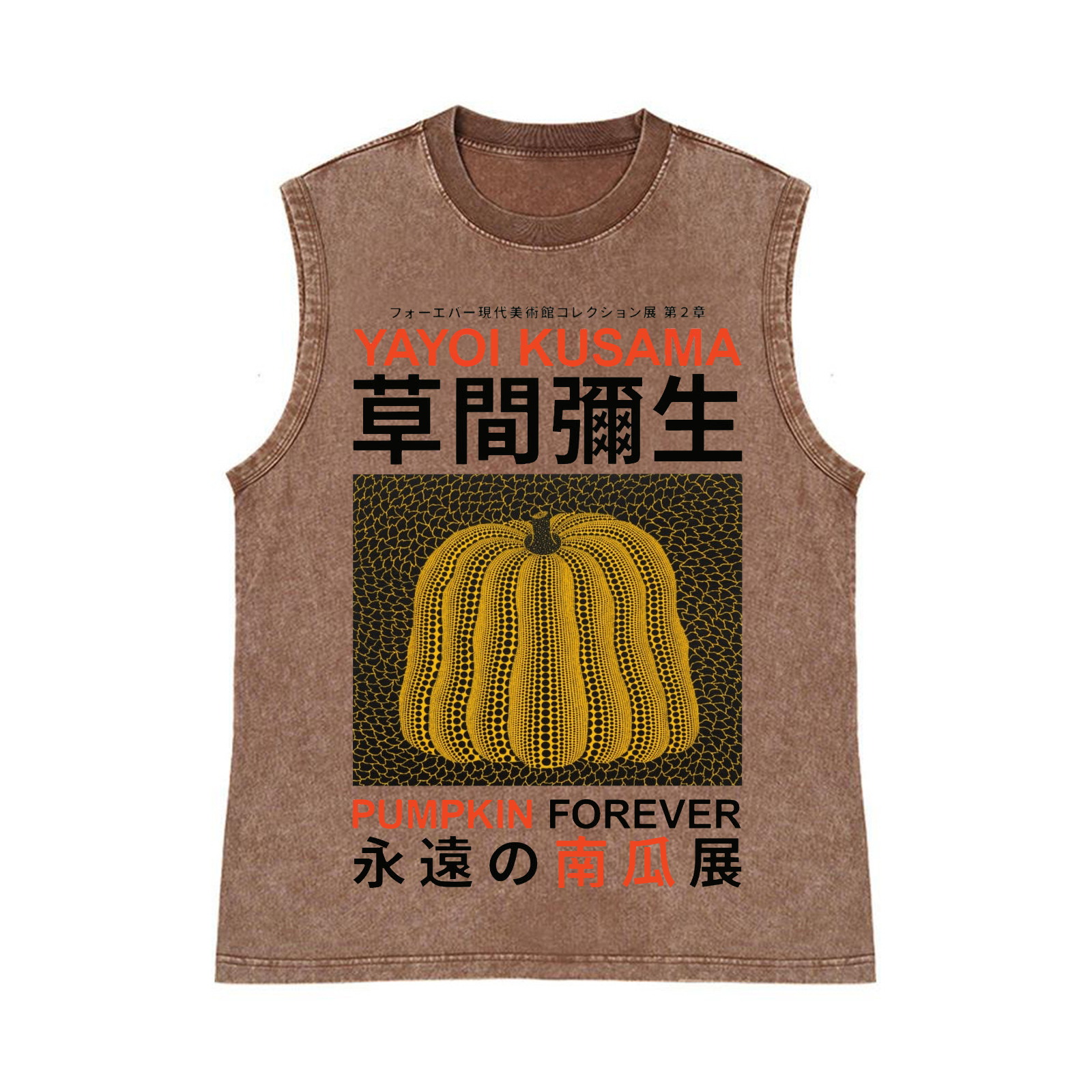 Pumpkin Forever Pure Cotton Wash-Dyed Sleeveless Tank Top