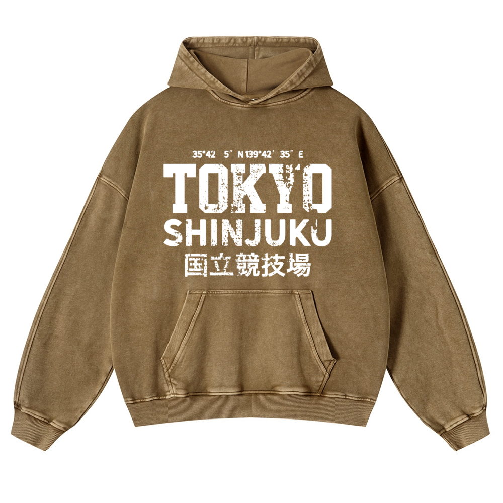 Tokyo Shinjuku intage Washed Thick Cotton Hoodie