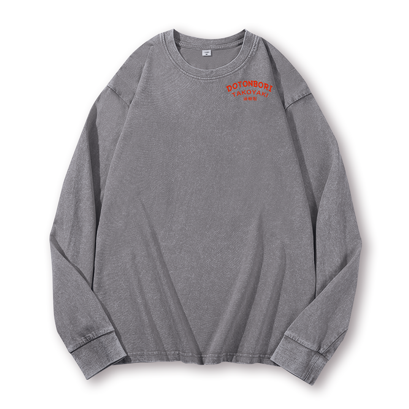 Osaka Dotonbori Octopus Vintage Washed Cotton Back Art Long-sleeve T-shirt