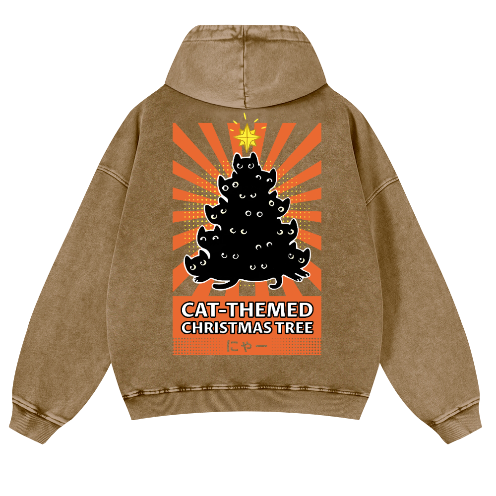 Christmas Tree Vintage Washed Cotton Back Art Hoodie