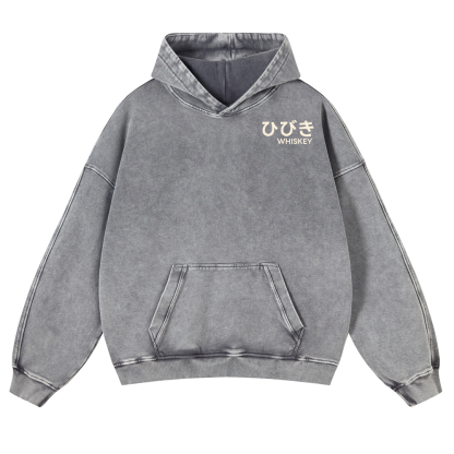 Hibiki Whisky Vintage Washed Cotton Back Art Hoodie