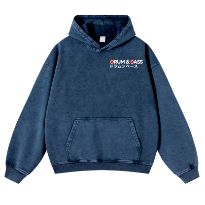 Drum and Bass Vintage Washed Cotton Back Art Hoodie