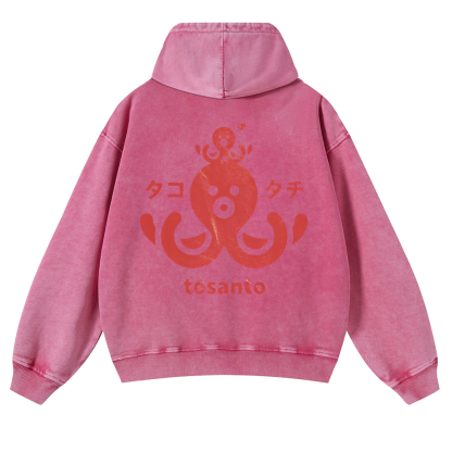 Octopus Vintage Washed Cotton Back Art Hoodie
