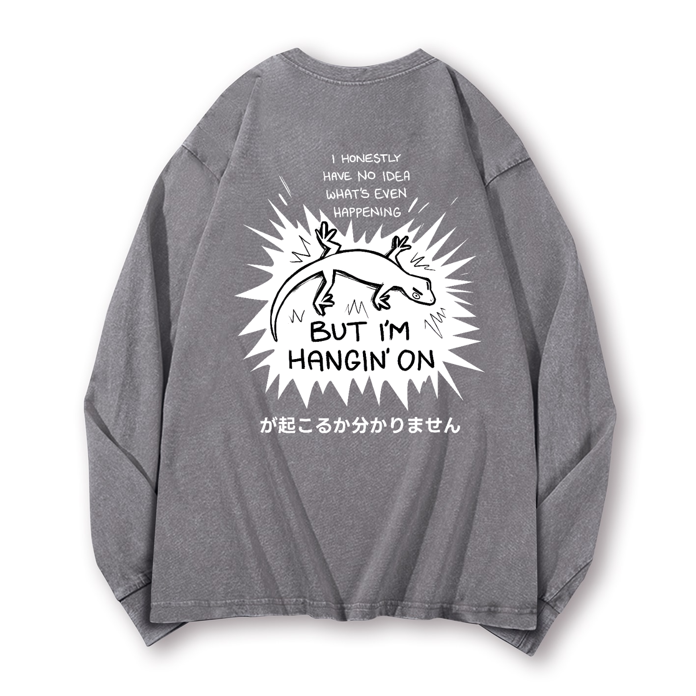 Gecko Vintage Washed Cotton Back Art Long-sleeve T-shirt