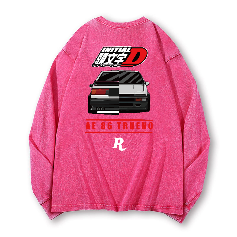 Initial D Vintage Washed Cotton Back Art Long-sleeve T-shirt