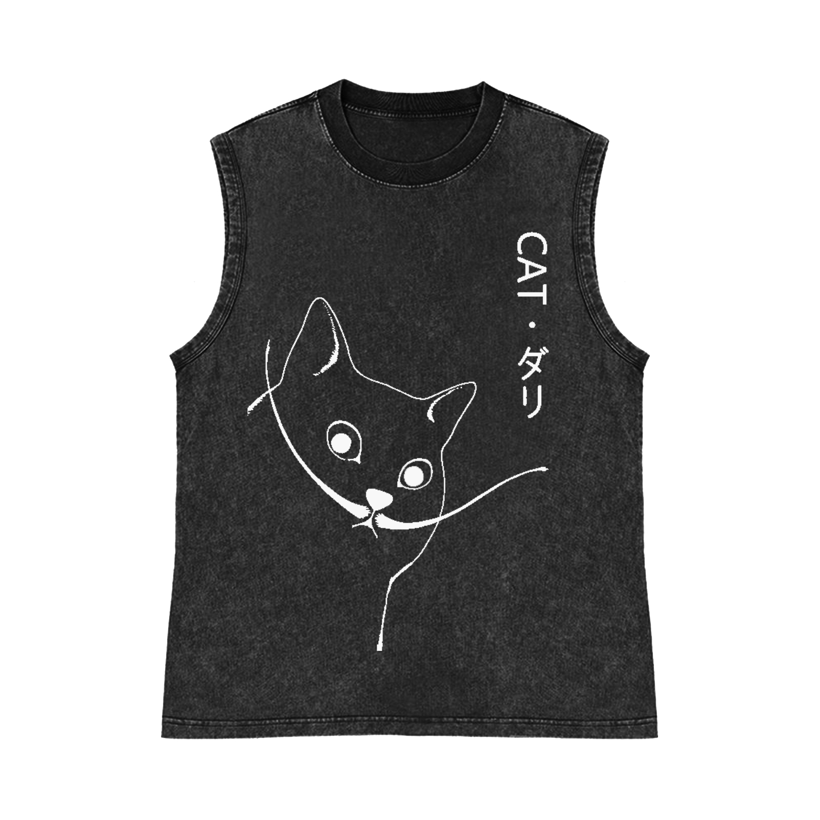 CAT Pure Cotton Wash-Dyed Sleeveless Tank Top