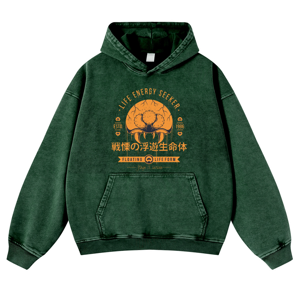 Frightening Floating Organisms Vintage Washed Thick Cotton Hoodie