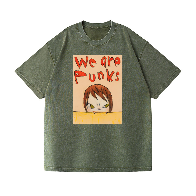 Nara Yoshitomo We Are Punks Vintage Wash Japanese Design T-Shirt