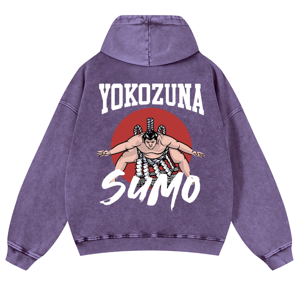 Yokozuna The Highest Honor in Sumo Vintage Washed Cotton Back Art Hoodie