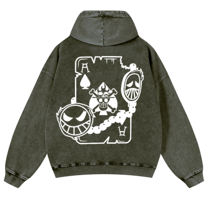 One Piece Vintage Washed Cotton Back Art Hoodie