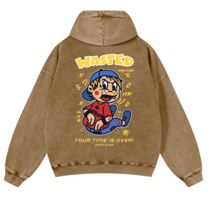 Wasted Vintage Washed Cotton Back Art Hoodie