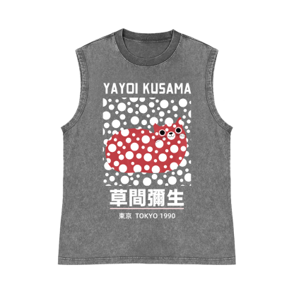 Yayoi Kusama Cat Pure Cotton Wash-Dyed Sleeveless Tank Top