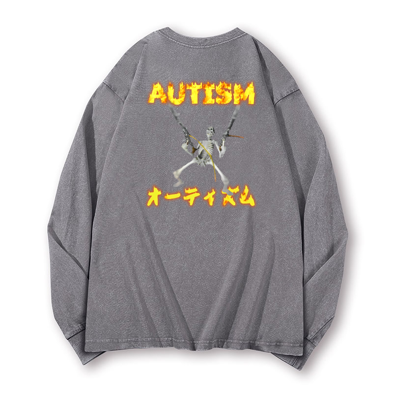 Autism Vintage Washed Cotton Back Art Long-sleeve T-shirt