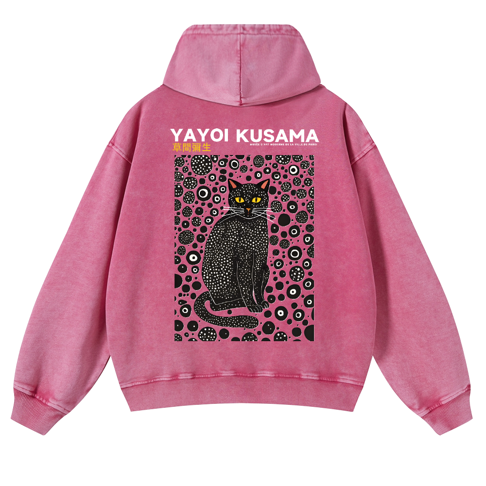 Yayoi Kusama Cat Vintage Washed Cotton Back Art Hoodie