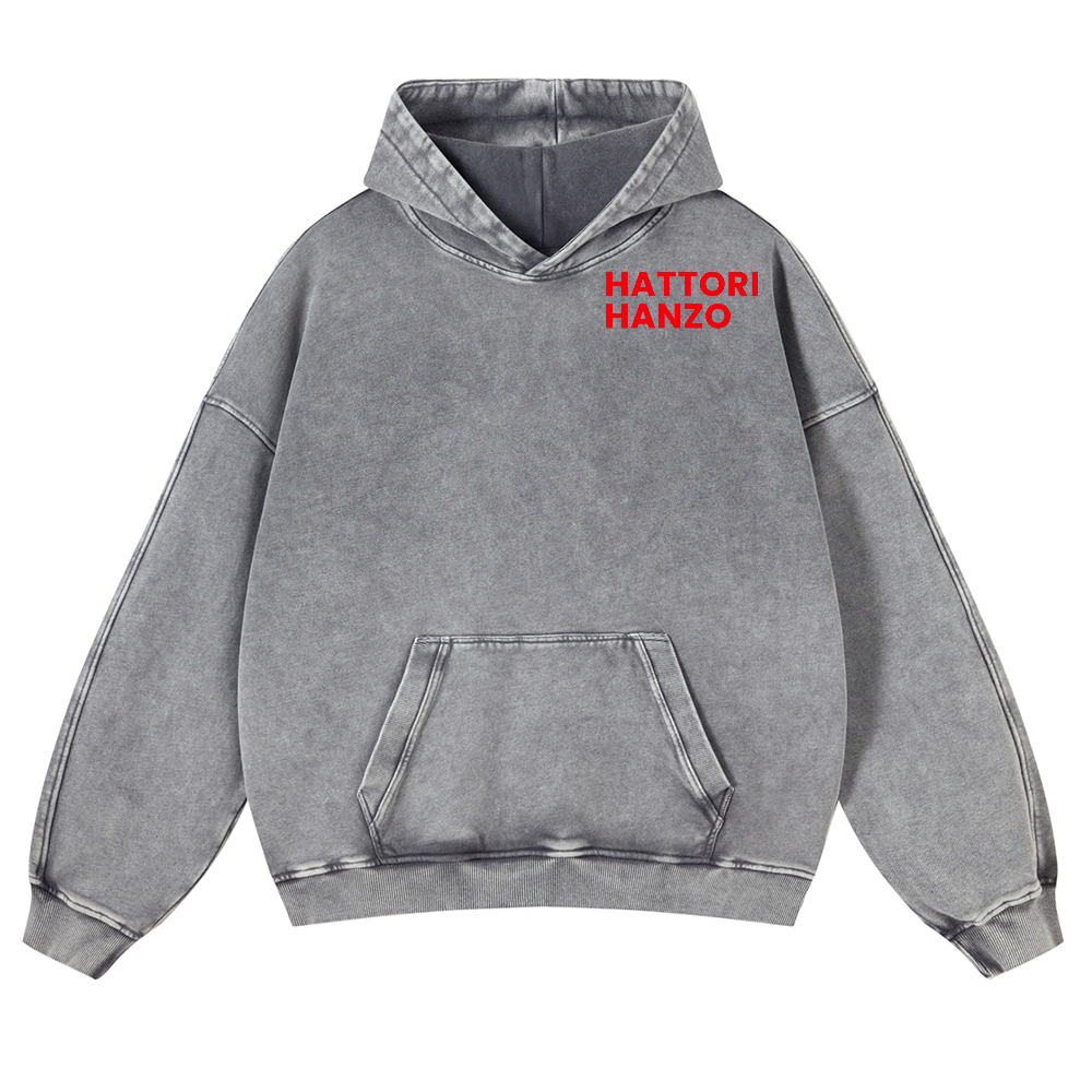Okinawa  Hattori Hanzo Vintage Washed Cotton Back Art Hoodie
