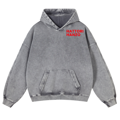 Okinawa  Hattori Hanzo Vintage Washed Cotton Back Art Hoodie
