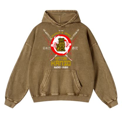 Hattori Hanzo Komainu Vintage Washed Thick Cotton Hoodie