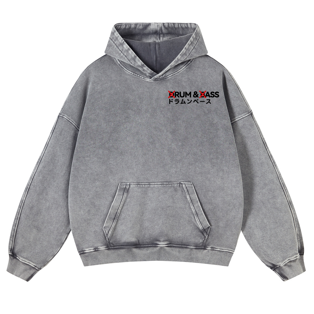Drum and Bass Vintage Washed Cotton Back Art Hoodie