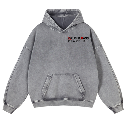 Drum and Bass Vintage Washed Cotton Back Art Hoodie