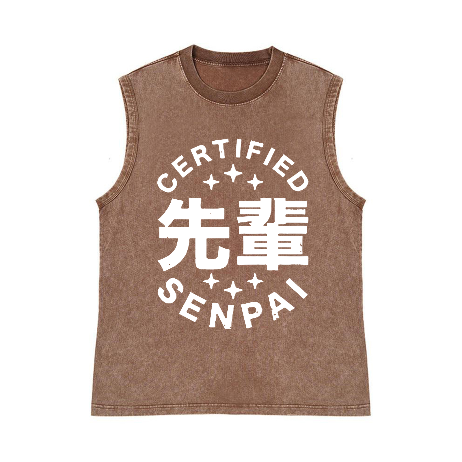 Senpai Pure Cotton Wash-Dyed Sleeveless Tank Top