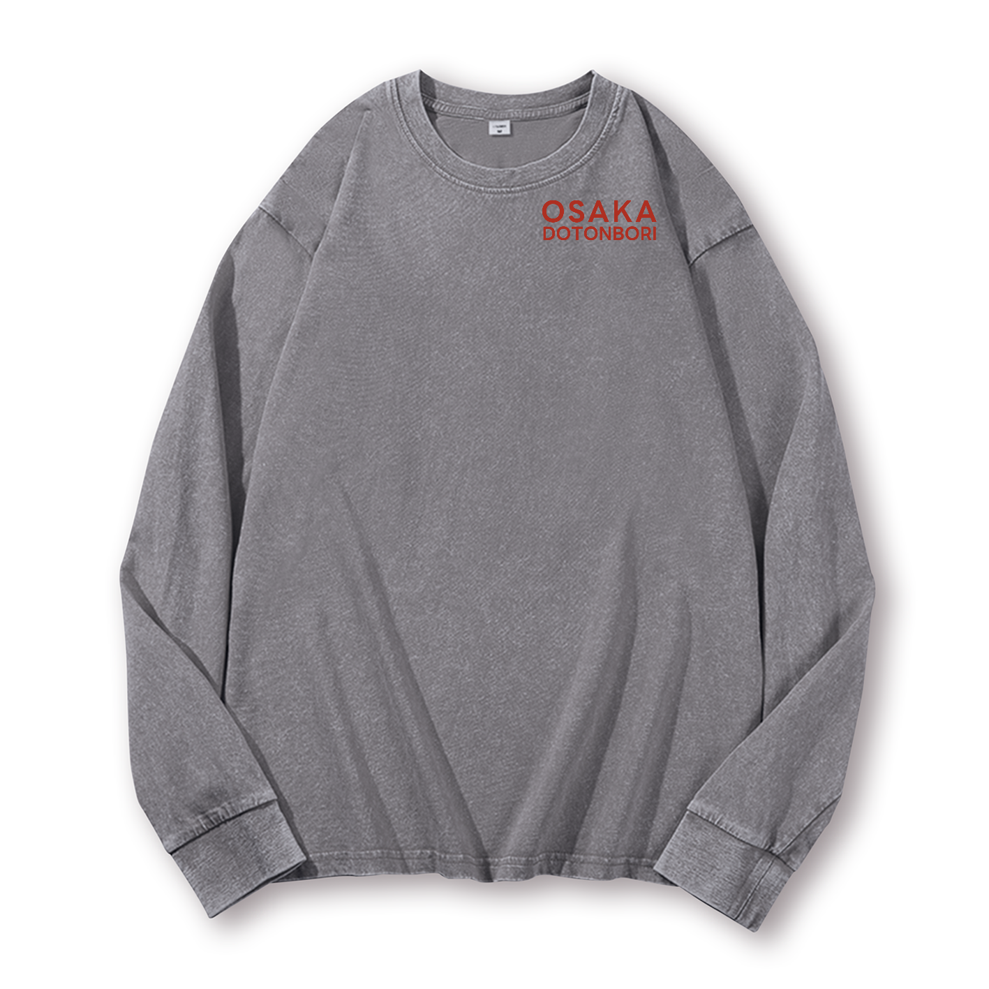 Osaka Dotonbori Drunken Octopus Vintage Washed Cotton Back Art Long-sleeve T-shirt