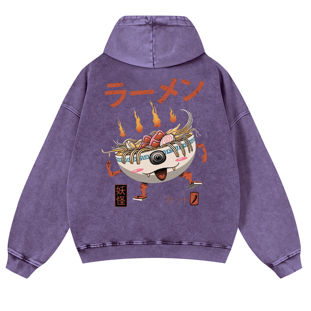 Ramen Vintage Washed Cotton Back Art Hoodie