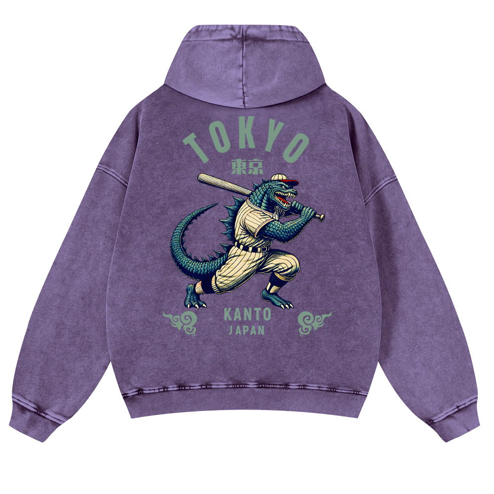 Tokyo Kanto Japan Vintage Washed Cotton Back Art Hoodie