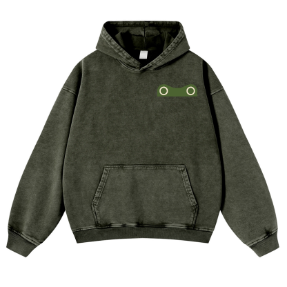 Frog Vintage Washed Cotton Back Art Hoodie