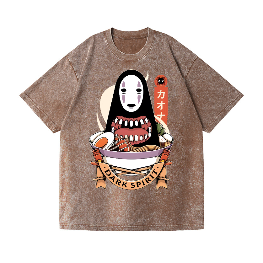 Ramen Ghibli No Face Kaonashi Vintage Wash Japanese Design T-Shirt